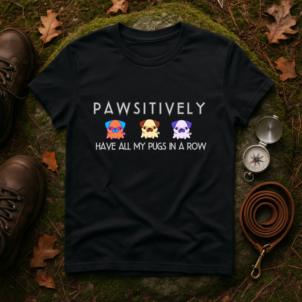 Pawsitively All My Pugs in a Row T-Shirt