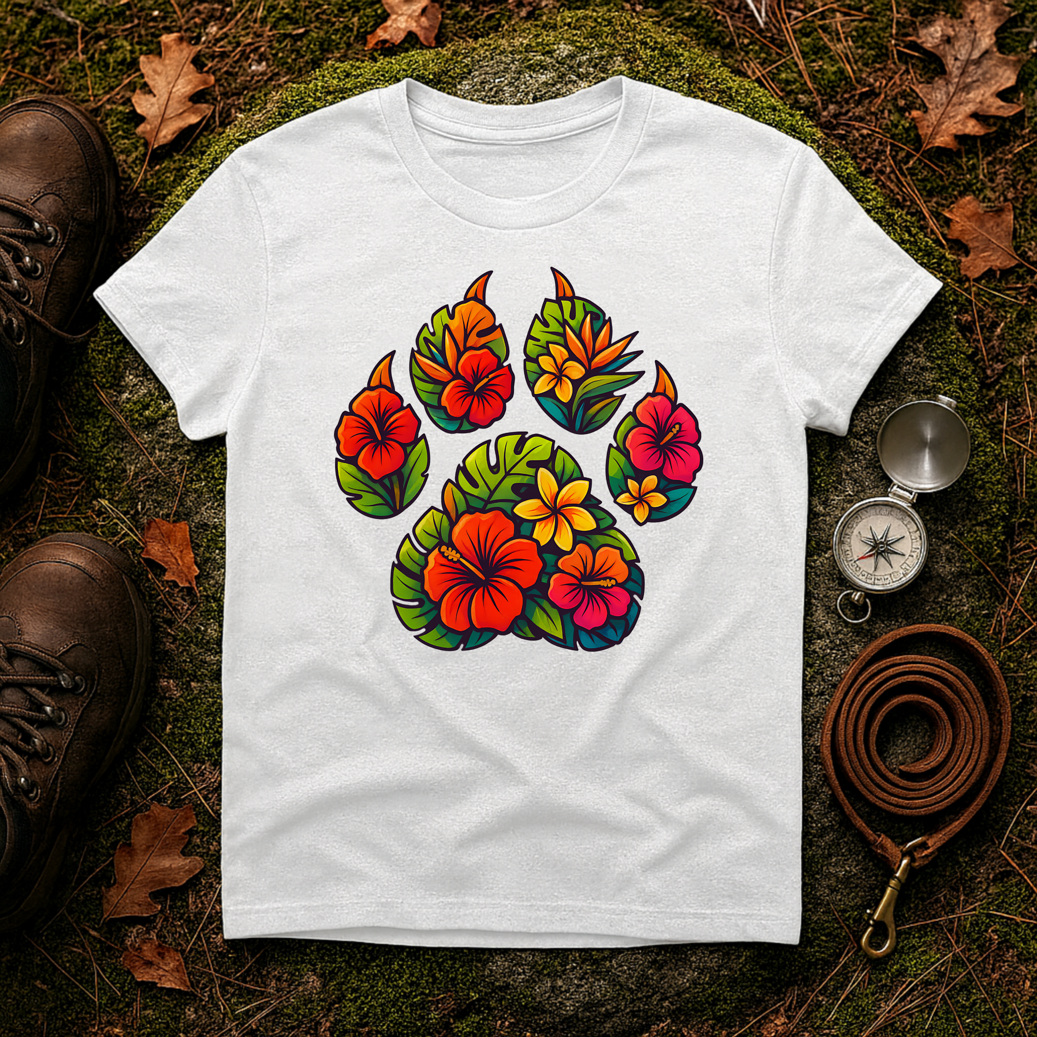 Tropical Paw Print T-Shirt