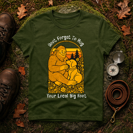 Bigfoot Hug T-Shirt — Sasquatch Dog Lover Tee