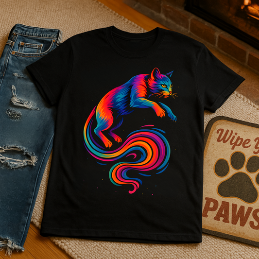 Rainbow Cat Unisex Softstyle T-Shirt, Colorful Cat Tee, Gift for Cat Lovers, Cute Pet Shirt, Fun Casual Outfit, Pride Apparel