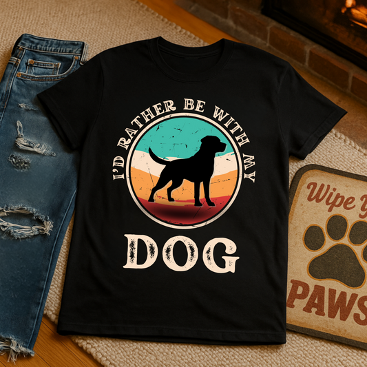 I'd Rather Be With My Dog Unisex Softstyle T-Shirt, Dog Lover Gift, Pet Adoption Tee, Casual Wear, Birthday Present, Animal Lover Apparel