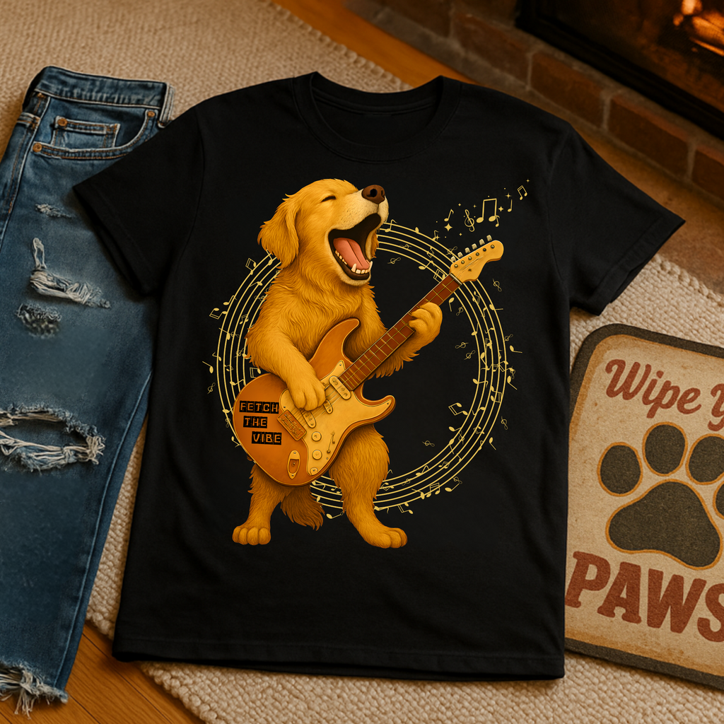 Rocking Golden Retriever Guitar Shirt