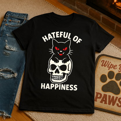 Gothic Cat Skull T-Shirt | Hateful of Happiness Tee | Unisex Graphic Tee for Alternative Fashion Lovers, Halloween Gift, Punk Style, [...]
