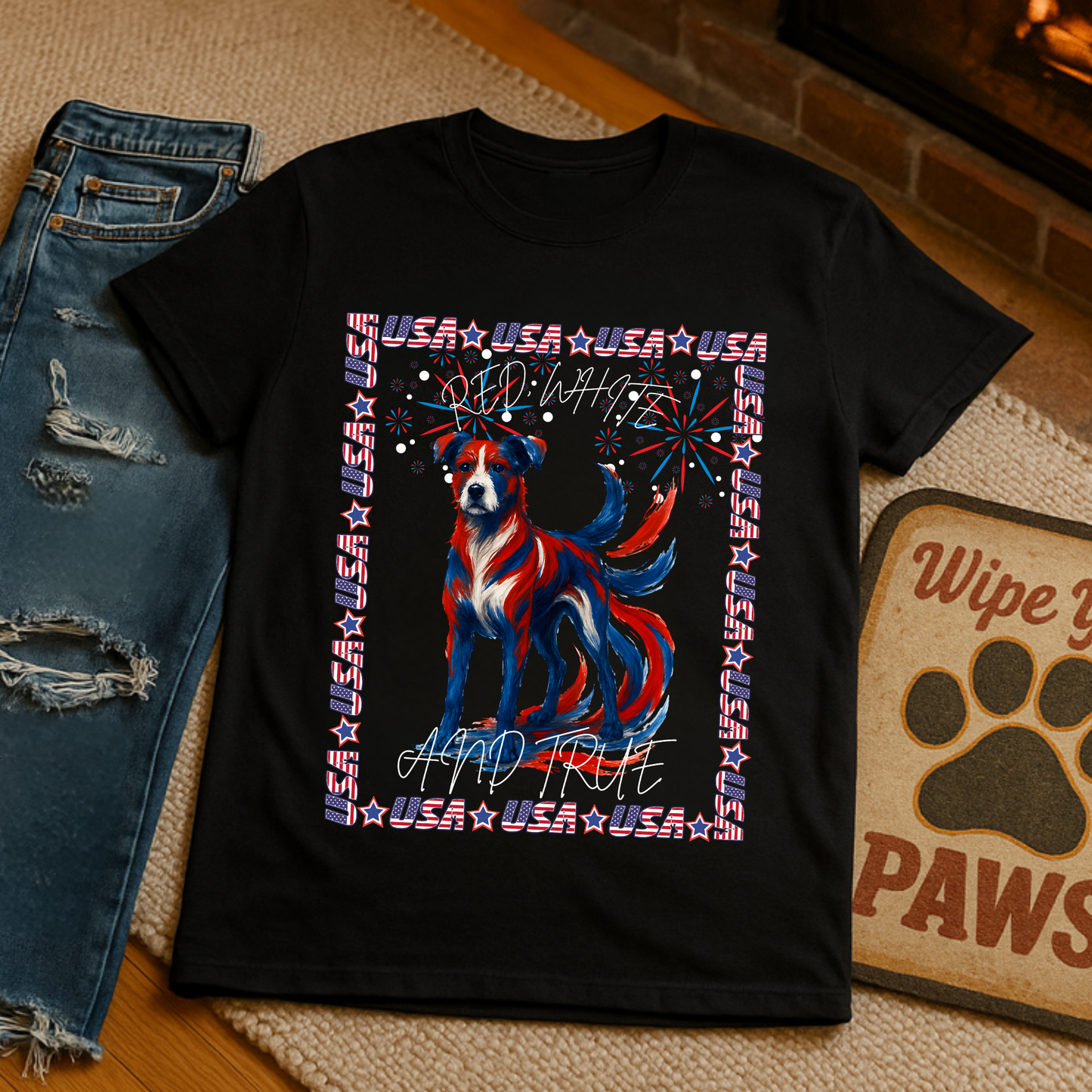 Patriotic Dog T-Shirt | Unisex Softstyle Tee | 4th of July | Casual Wear | Gift for Dog Lovers | Fun Summer Shirt