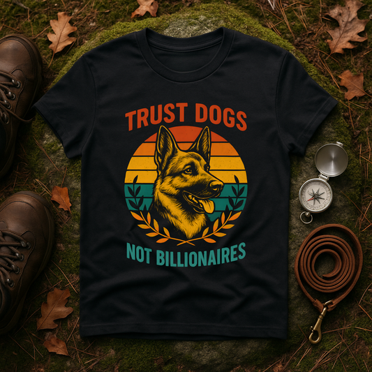 Trust Dogs Not Billionaires Unisex Softstyle T-Shirt, Pet Lover Gift, Animal Rights Tee, Funny Graphic T-Shirt, Casual Wear, Dog Owner Gift