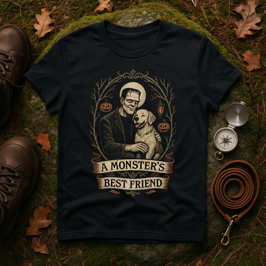 Halloween Dog Lover T-Shirt, Unisex Softstyle Tee, A Monster's Best Friend Apparel, Pet Owner Gift, Spooky Season Shirt