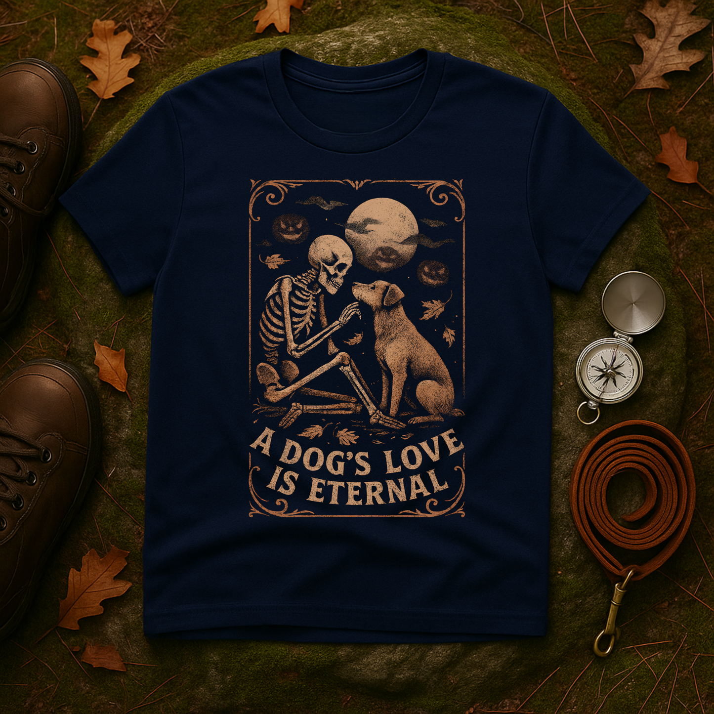 Eternal Love Skeleton Dog Unisex T-Shirt, Casual Tee, Pet Loss Gift, Halloween Shirt, Animal Lover Apparel