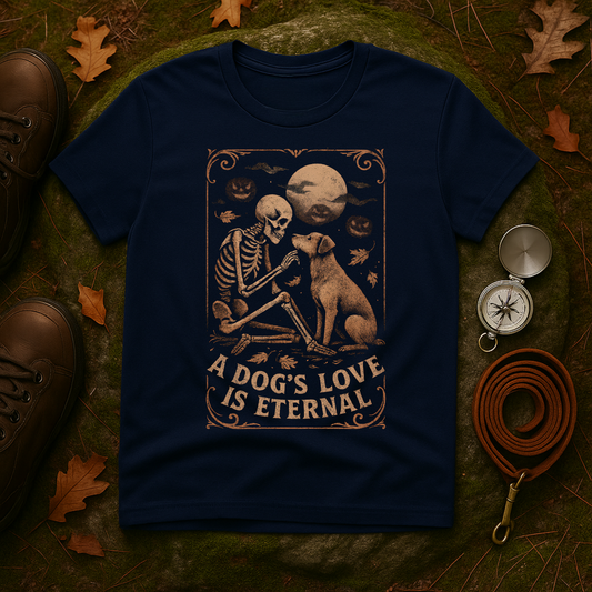Eternal Love Skeleton Dog Unisex T-Shirt, Casual Tee, Pet Loss Gift, Halloween Shirt, Animal Lover Apparel
