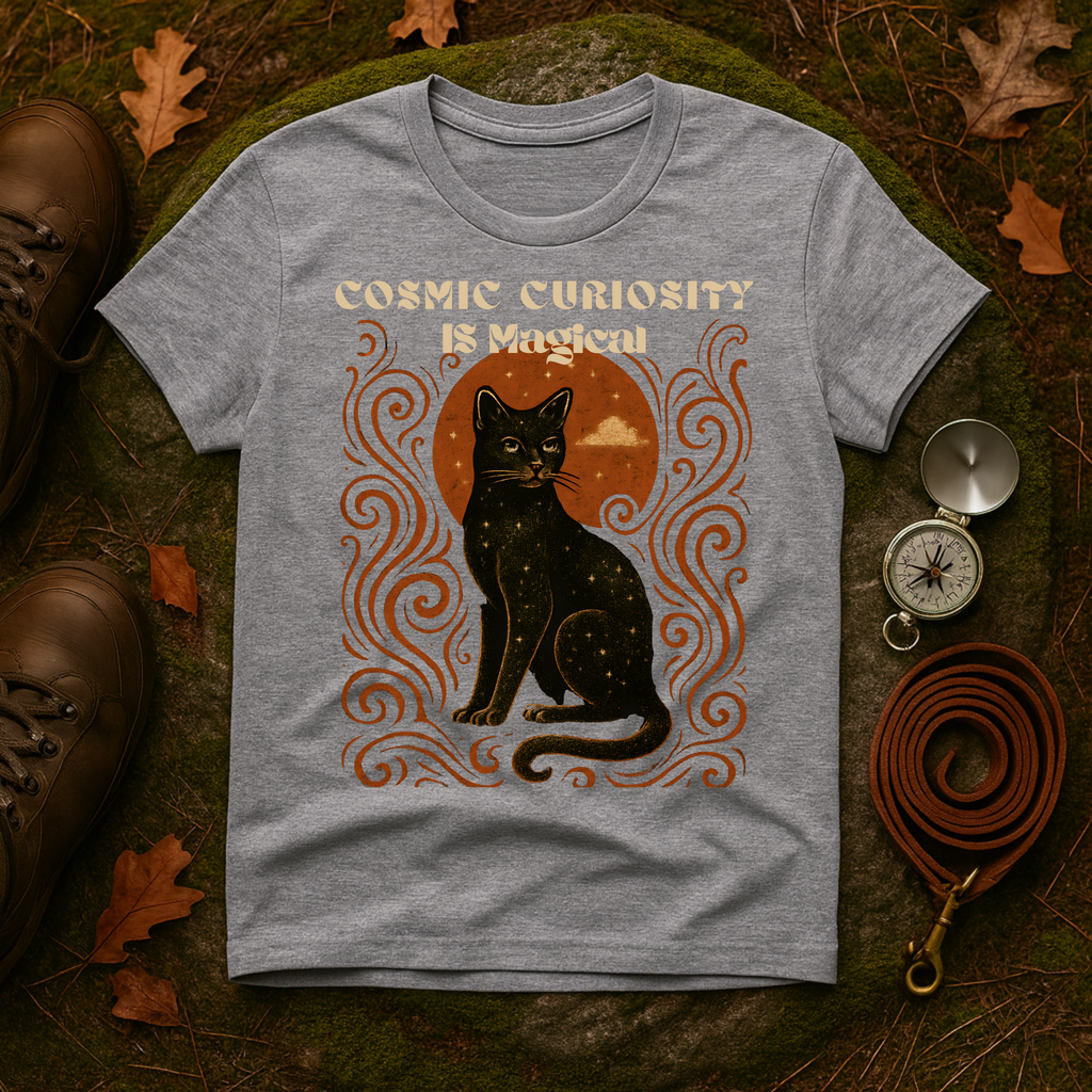 Cosmic Curiosity Black Cat T-Shirt