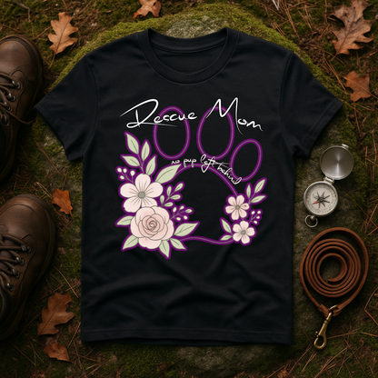 Rescue Mom Floral Paw T-Shirt — Adopt a Rescue Dog