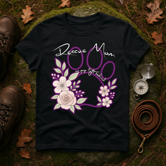 Rescue Mom Floral Paw T-Shirt — Adopt a Rescue Dog