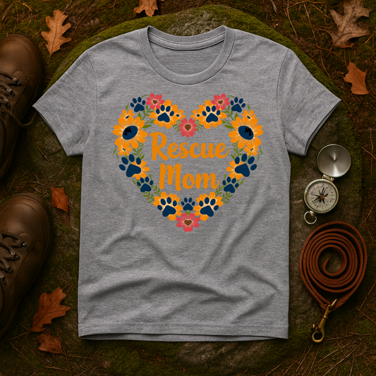 Rescue Mom Floral Heart Tee – Dog Mom Gift
