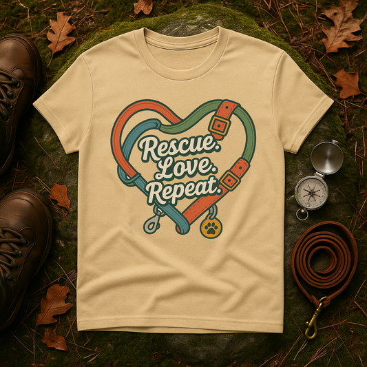 Rescue Love Repeat Tee – Adopt Don't Shop Shirt