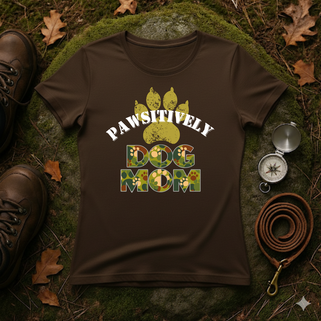 Pawsitively Dog Mom (Camo) Women's T-Shirt
