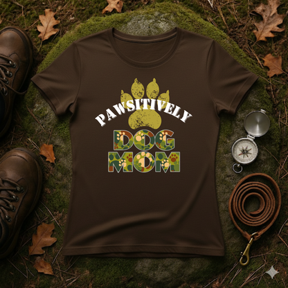 Pawsitively Dog Mom Shirt – Camo Paw Print Design
