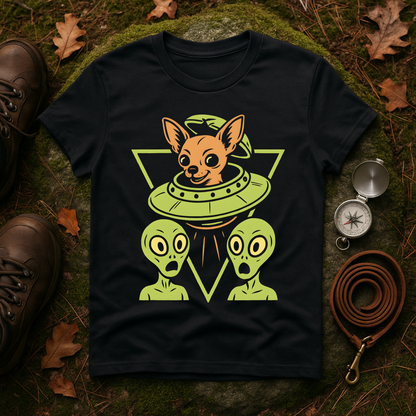 Alien Chihuahua UFO Funny Dog T-Shirt for Pet Lovers, Quirky Gift, UFO Design, Pet Lover's Apparel, Fun Casual Wear