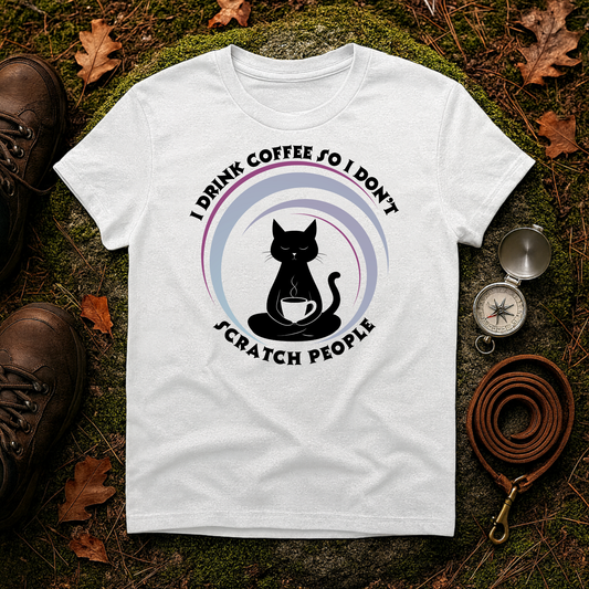 Funny Cat Coffee Shirt – I Drink Coffee So I Don't Scratch People Tee