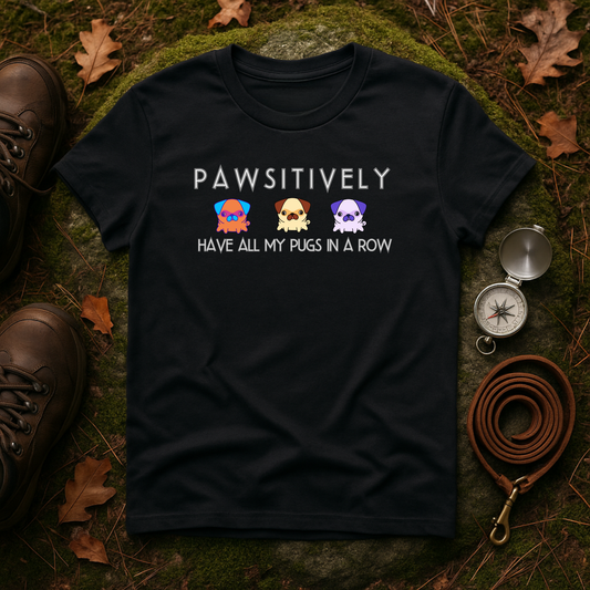 Funny Pug Shirt – Pawsitively All My Pugs in a Row Tee