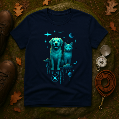 Celestial Dog and Cat Glow Space Pet Lover T-Shirt