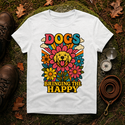 Dog Lovers Retro T-Shirt, Happy Dog Tee, Unisex Graphic Shirt, Gift for Dog Owners, Summer Casual Wear