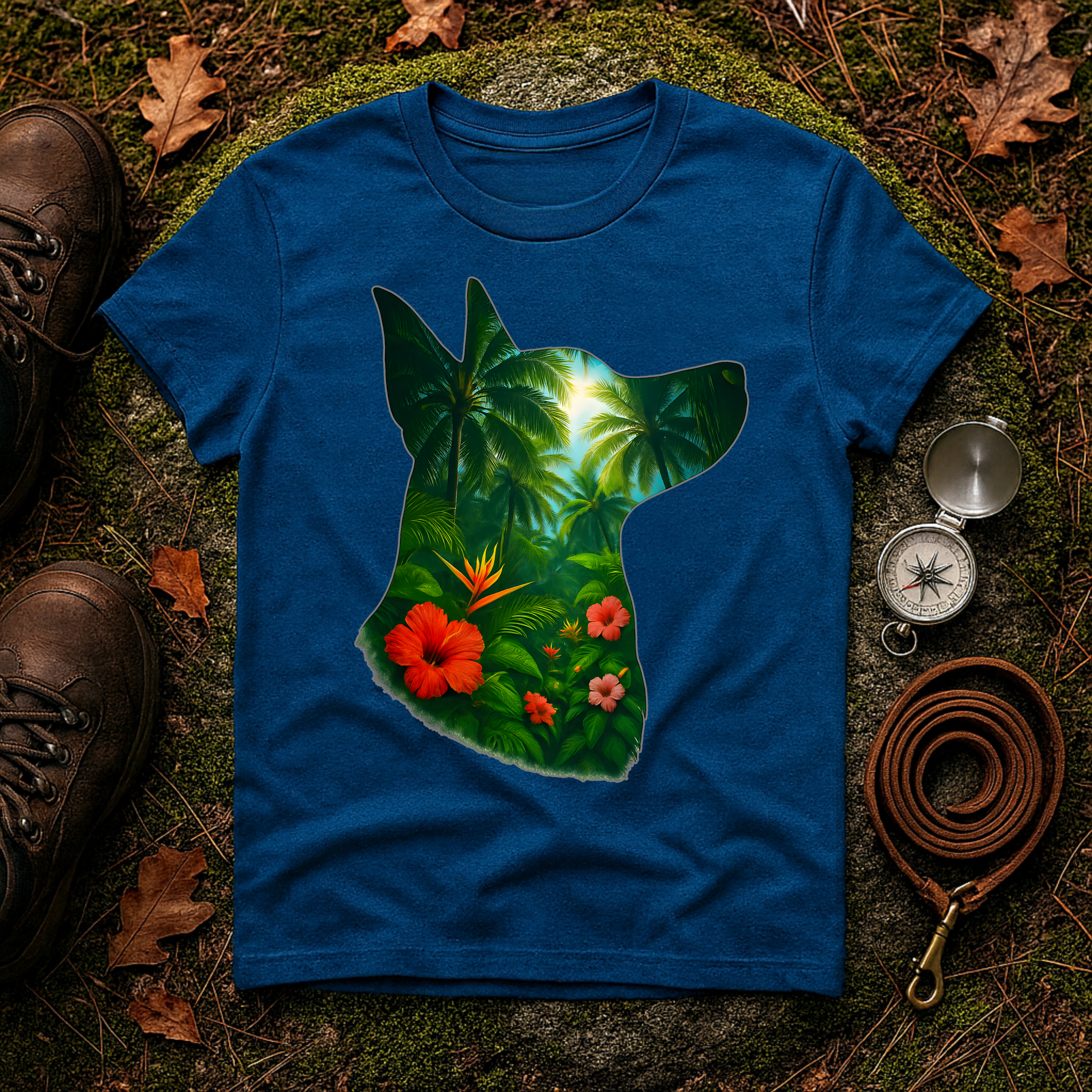 Floral Dog Silhouette T-Shirt