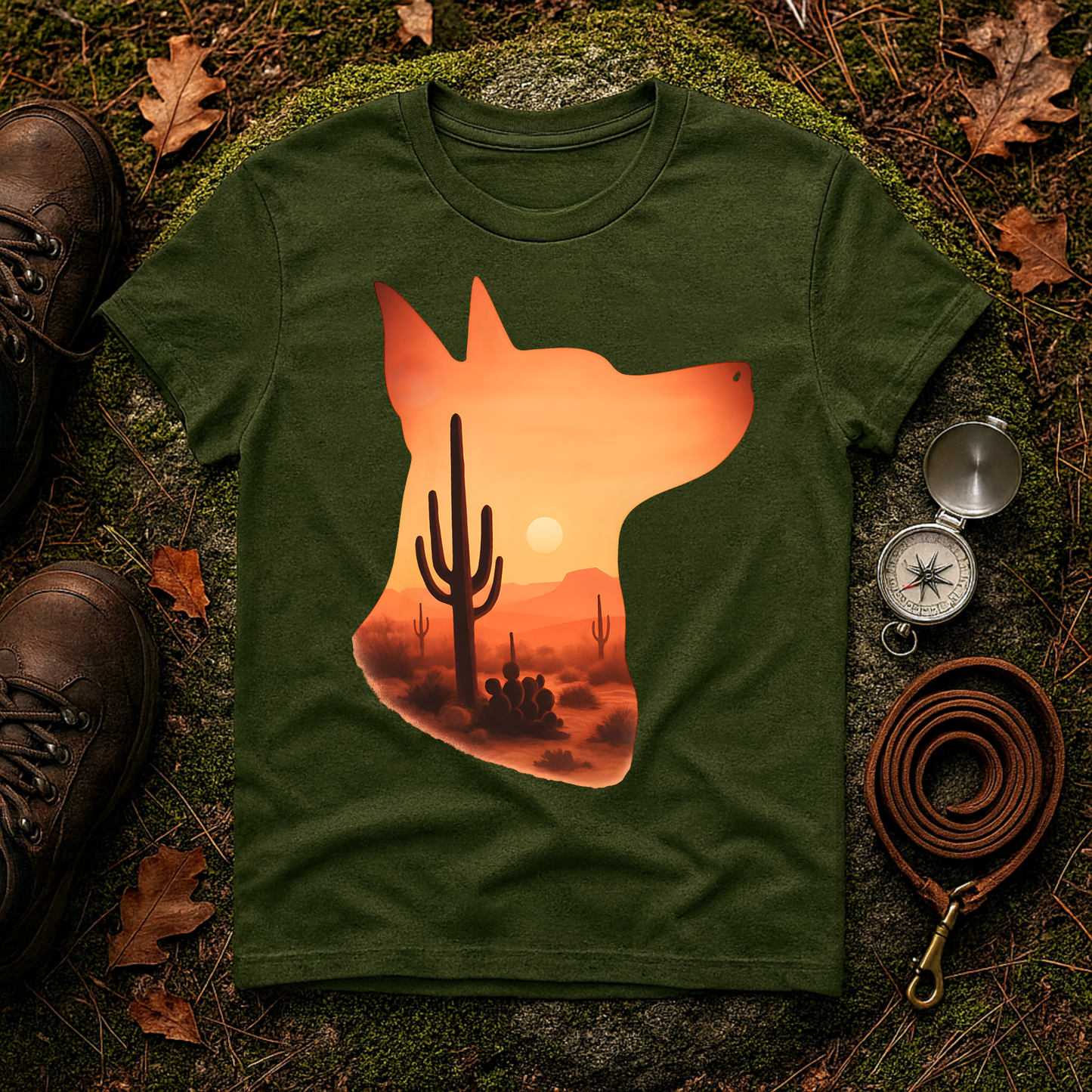 Desert Dog Silhouette T-Shirt | Unisex Graphic Tee, Dog Lover Gift, Nature Vibe Shirt, Outdoor Adventure Apparel, Casual Everyday Wear