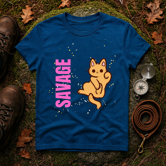 Savage Cat Tee - Cute Kawaii Cat Graphic Shirt