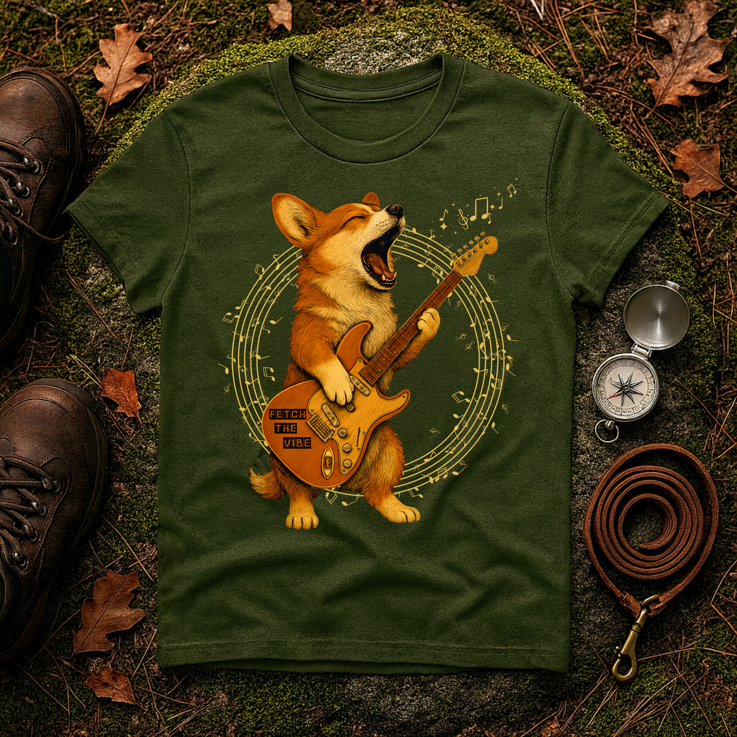 Rockin’ Corgi Guitar Shirt – Funny Dog Music T-Shirt Lover Gift, Music Enthusiast Tee, Fun Dog Shirt, Casual Wear for Any Occasion