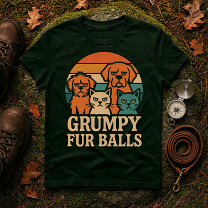 Grumpy Fur Balls T-Shirt | Funny Dog and Cat Lover Tee