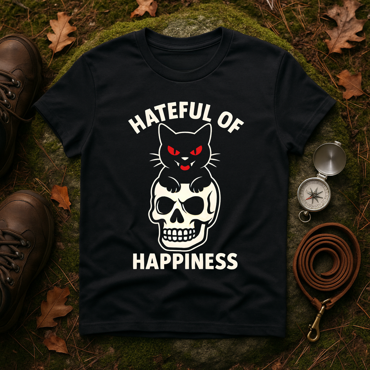 Evil Cat Skull T-Shirt | Hateful of Happiness Graphic Tee