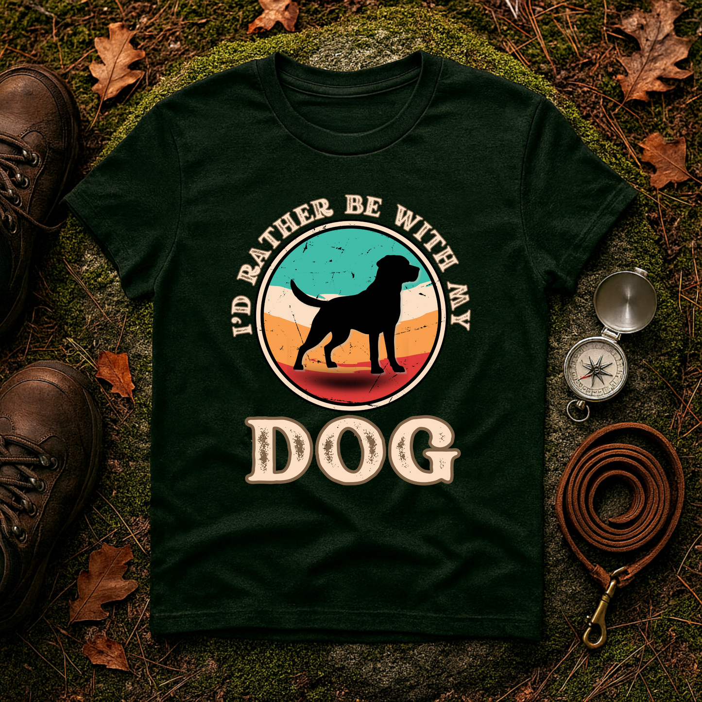 I’d Rather Be With My Dog T-Shirt | Retro Dog Lover Tee