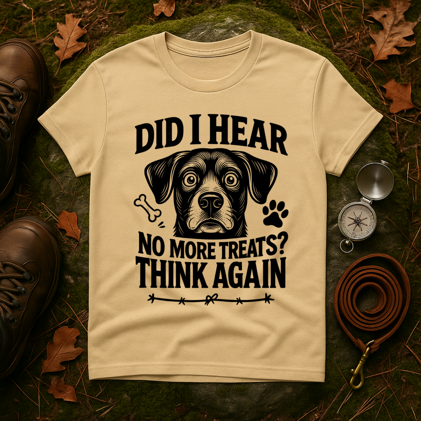 Funny Dog Treats T-Shirt | No More Treats Think Again Tee