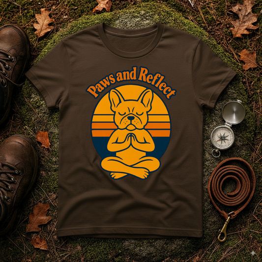 Paws and Reflect T-Shirt | Funny Meditating Dog Graphic Tee