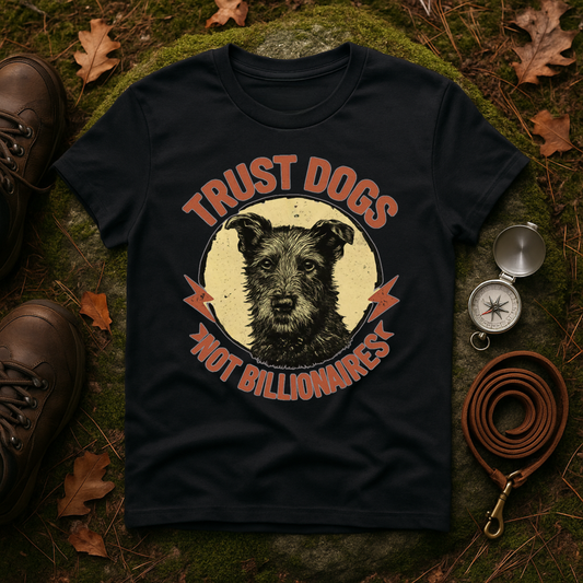 Trust Dogs Not Billionaires T-Shirt — Vintage Dog Graphic Tee for Dog Lovers