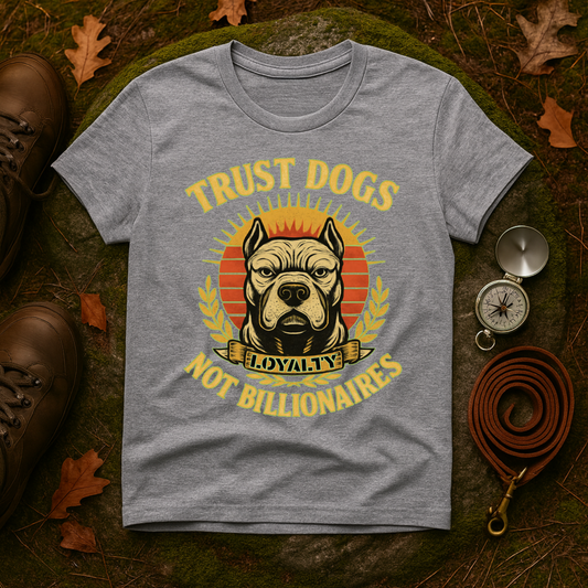 Trust Dogs Not Billionaires T-Shirt — Loyalty Pitbull Graphic Tee