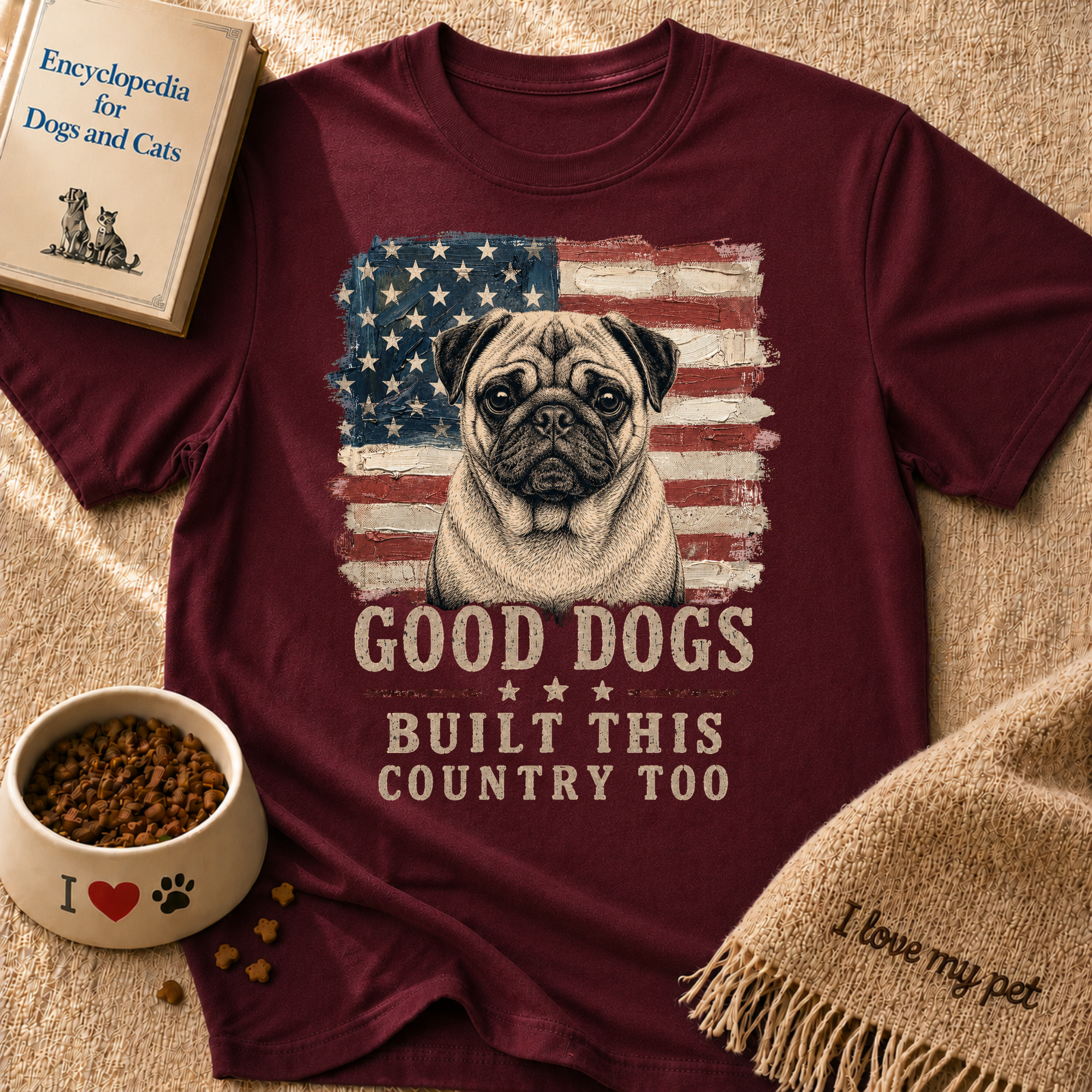 Good Dogs Built This Country Too Pug T-Shirt