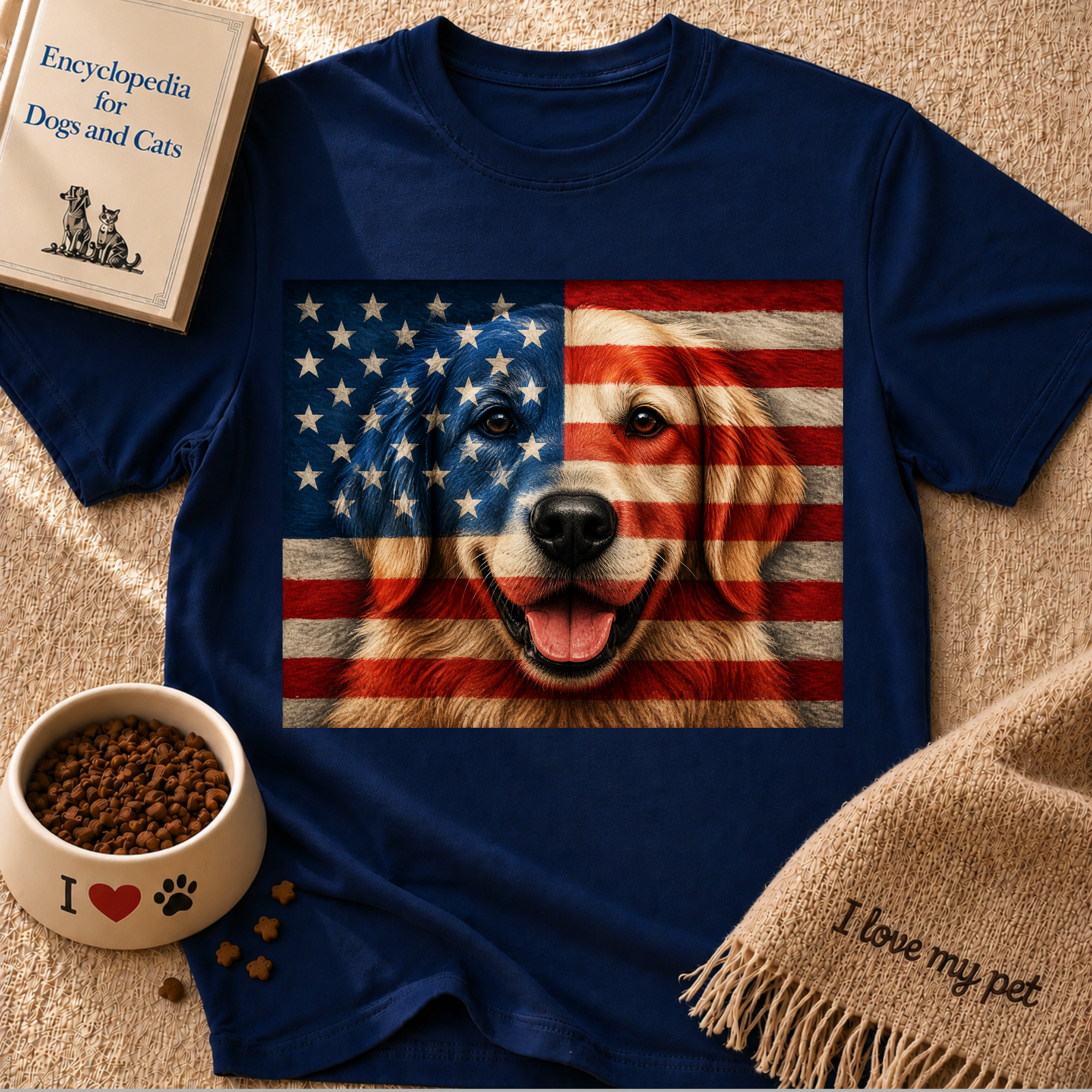 Patriotic Golden Retriever Flag T-Shirt