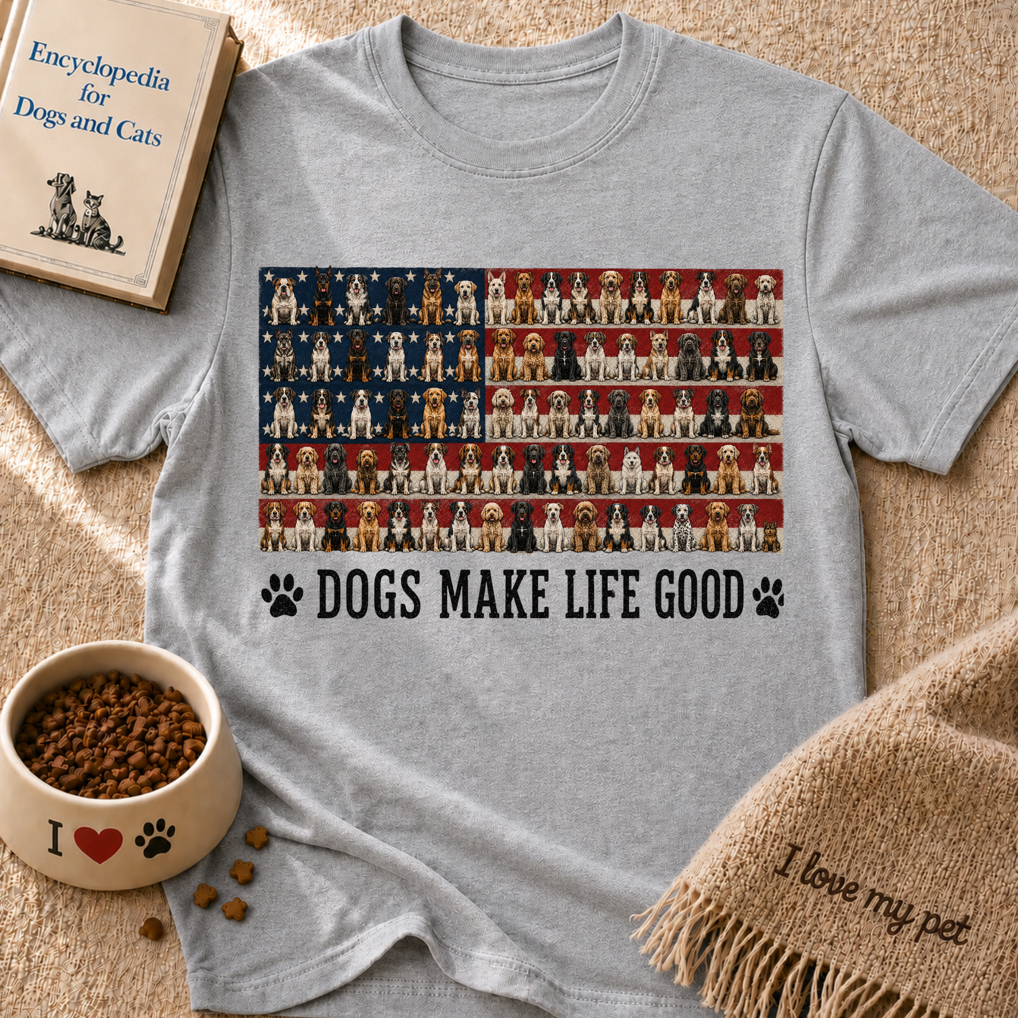 Dogs Make Life Good Patriotic T-Shirt