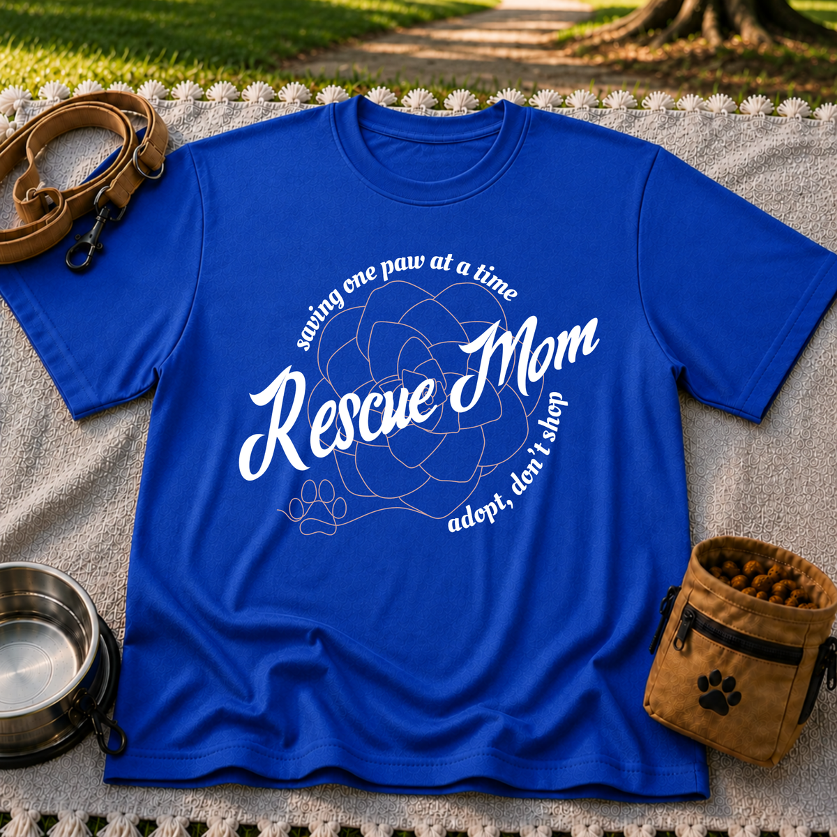 Saving One Paw at a Time Rescue Mom T-Shirt