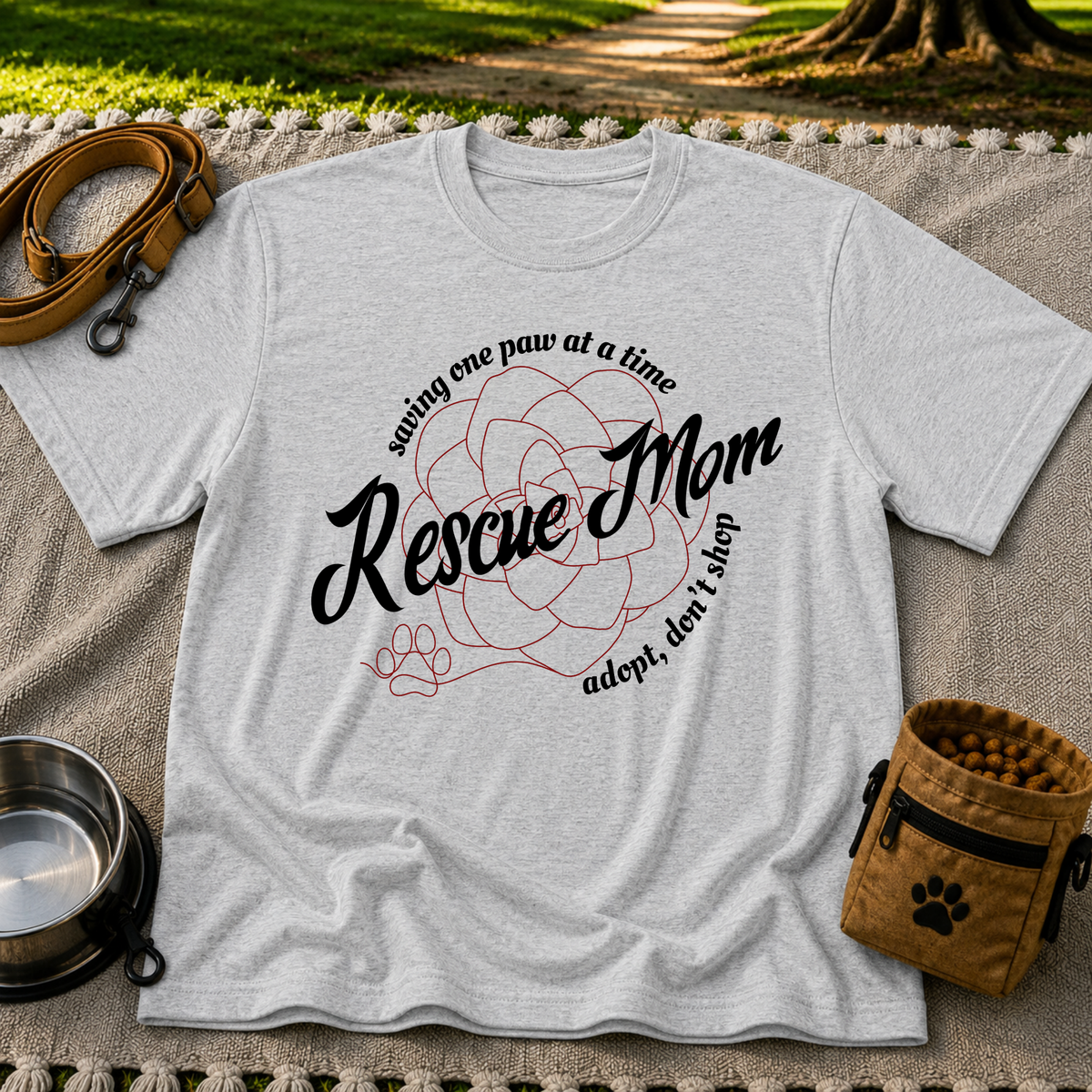 Saving One Paw at a Time Rescue Mom T-Shirt