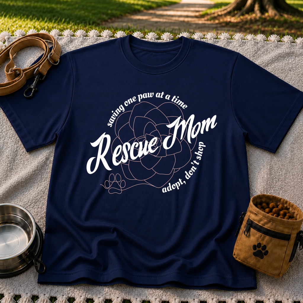 Saving One Paw at a Time Rescue Mom T-Shirt