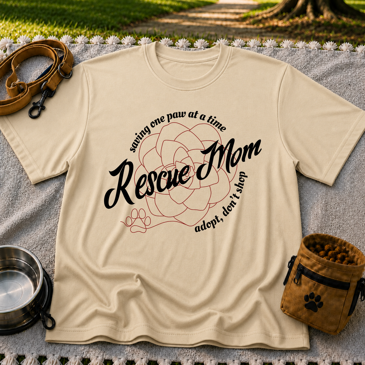 Saving One Paw at a Time Rescue Mom T-Shirt