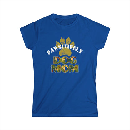 Pawsitively Dog Mom Shirt – Camo Paw Print Design