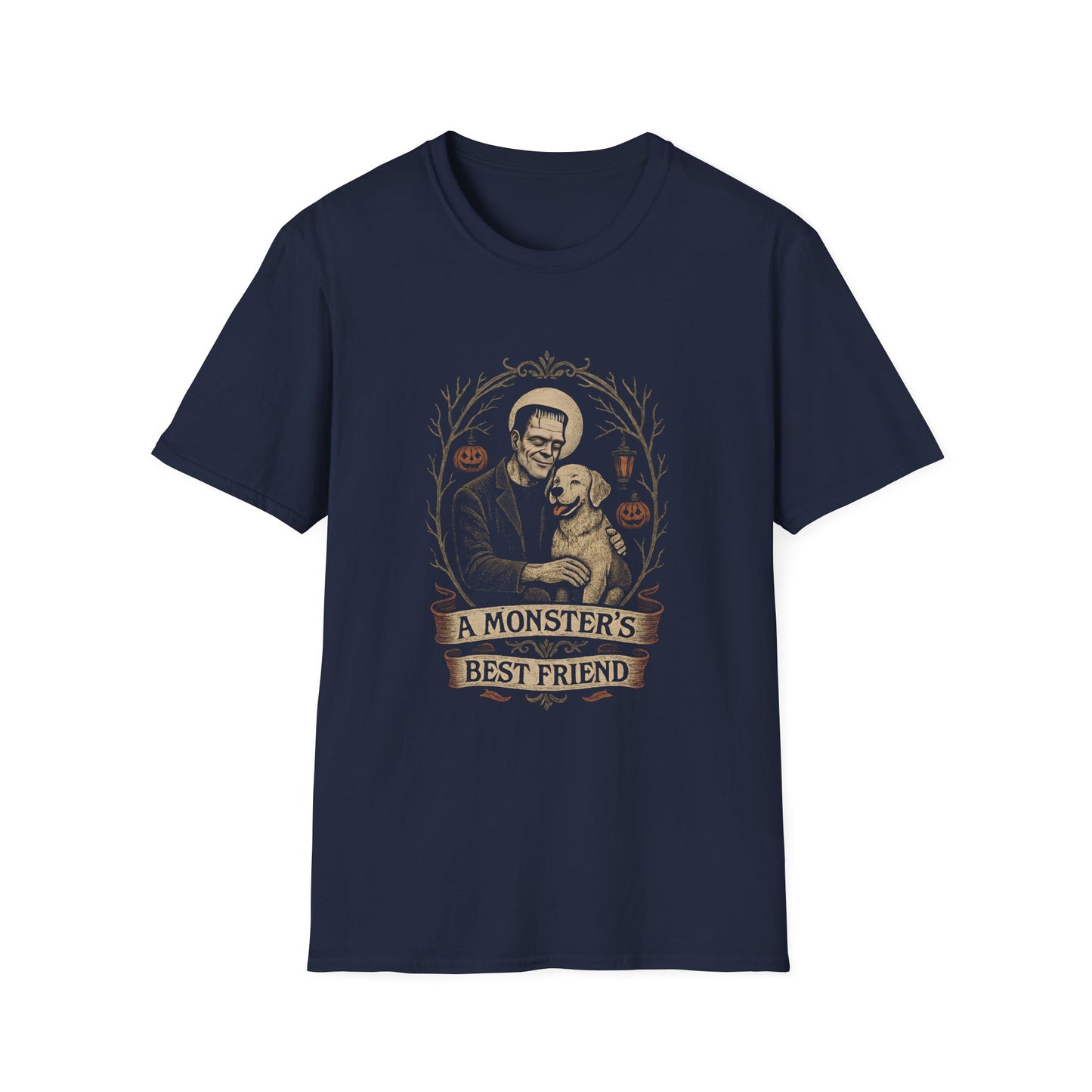 Halloween Dog Lover T-Shirt, Unisex Softstyle Tee, A Monster's Best Friend Apparel, Pet Owner Gift, Spooky Season Shirt