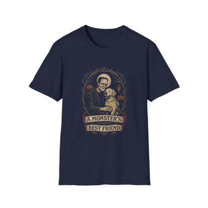 Halloween Dog Lover T-Shirt, Unisex Softstyle Tee, A Monster's Best Friend Apparel, Pet Owner Gift, Spooky Season Shirt