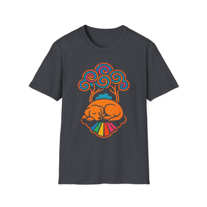 Colorful Sleeping Dog Trippy Tree Psychedelic T-Shirt , Comfortable Tee, Gift for Dog Lovers, Casual Style, Fun and Colorful Graphic
