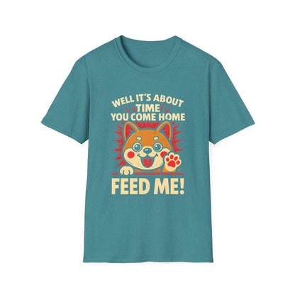 Funny Hungry Dog T-Shirt – Feed Me Pet Parent Humor Tee, Unisex Soft style T-Shirt - Cute Happy Dog Design