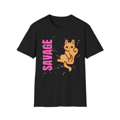 Savage Cat Tee - Cute Kawaii Cat Graphic Shirt