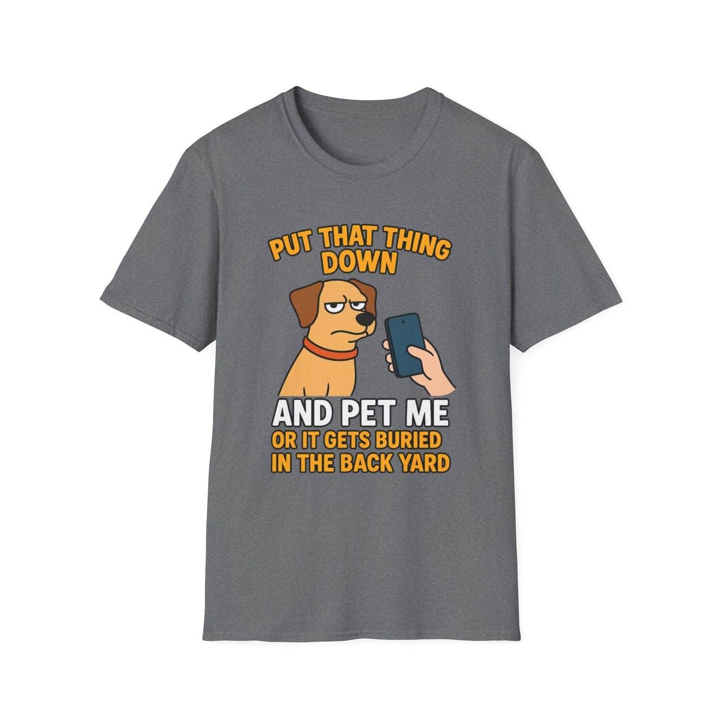 Funny Dog Pet Me Phone Warning T-Shirt for Pet Lovers, Humorous Dog Shirt