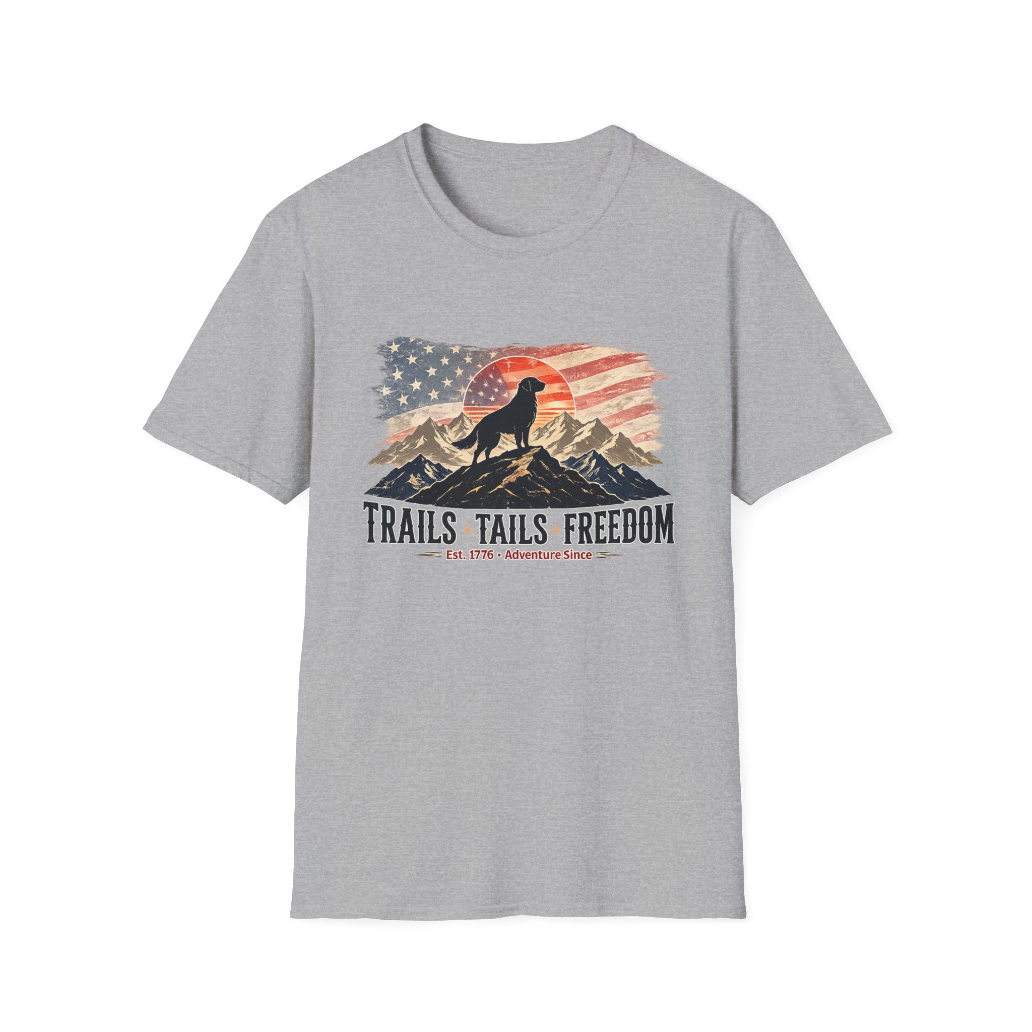 Trails Tails Freedom Patriotic Dog T-Shirt